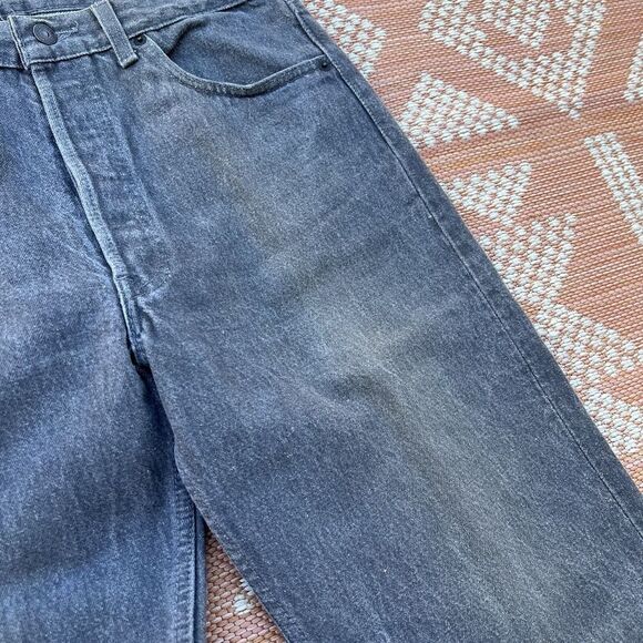 VTG 80s Levis 501 Jeans Mens 32 x 35 Dark Gray Made in USA Button Fly Denim - Picture 8 of 12